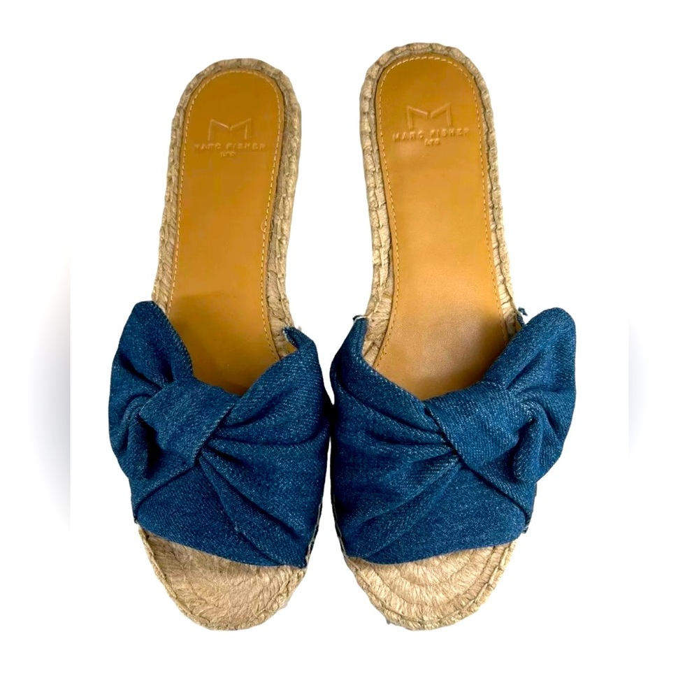 Marc Fisher Denim BOW Sandals 7 1/2M NWOB